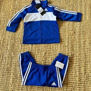 NWT adidas® Size 12M 2-Piece Essential Tricot Tracksuit Set in Royal Blue/White